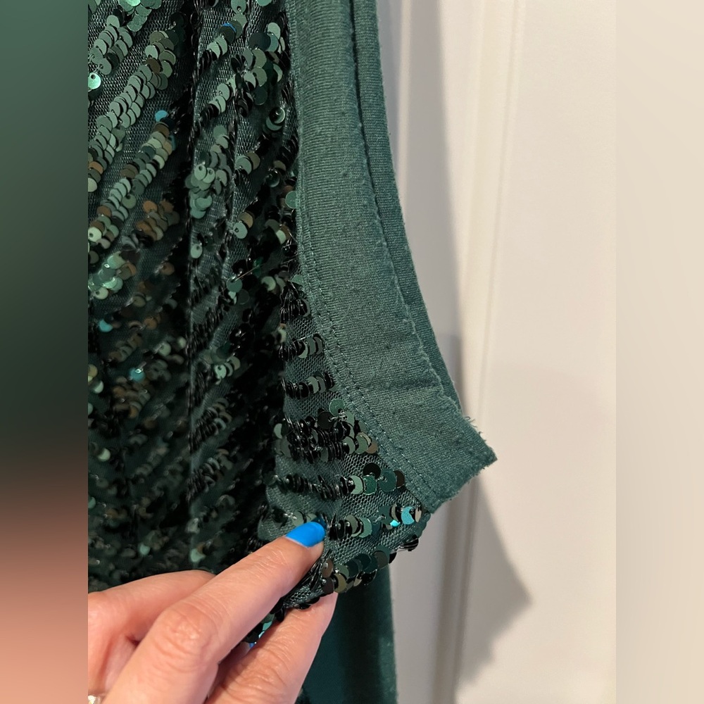 💰 5/$20!! Lot of 2 SHEIN blue Teal Blouse & No boundaries green sequin blouse xl - Picture 8 of 9